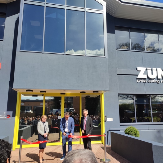 Zünd's brand-new UK headquarters was opened by global CEO Oliver Zünd (C)