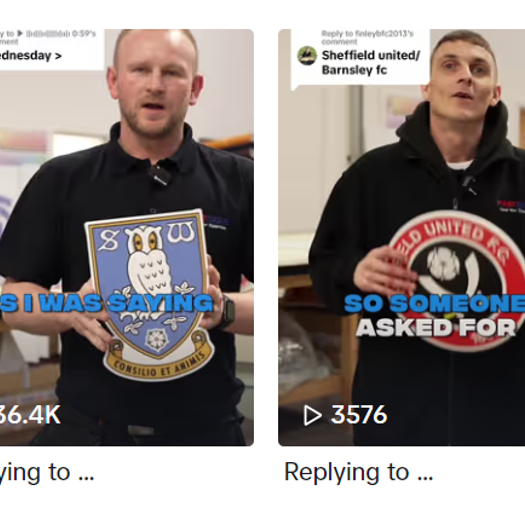 Fastsigns' videos playfully pit teams against each other. Image: TikTok